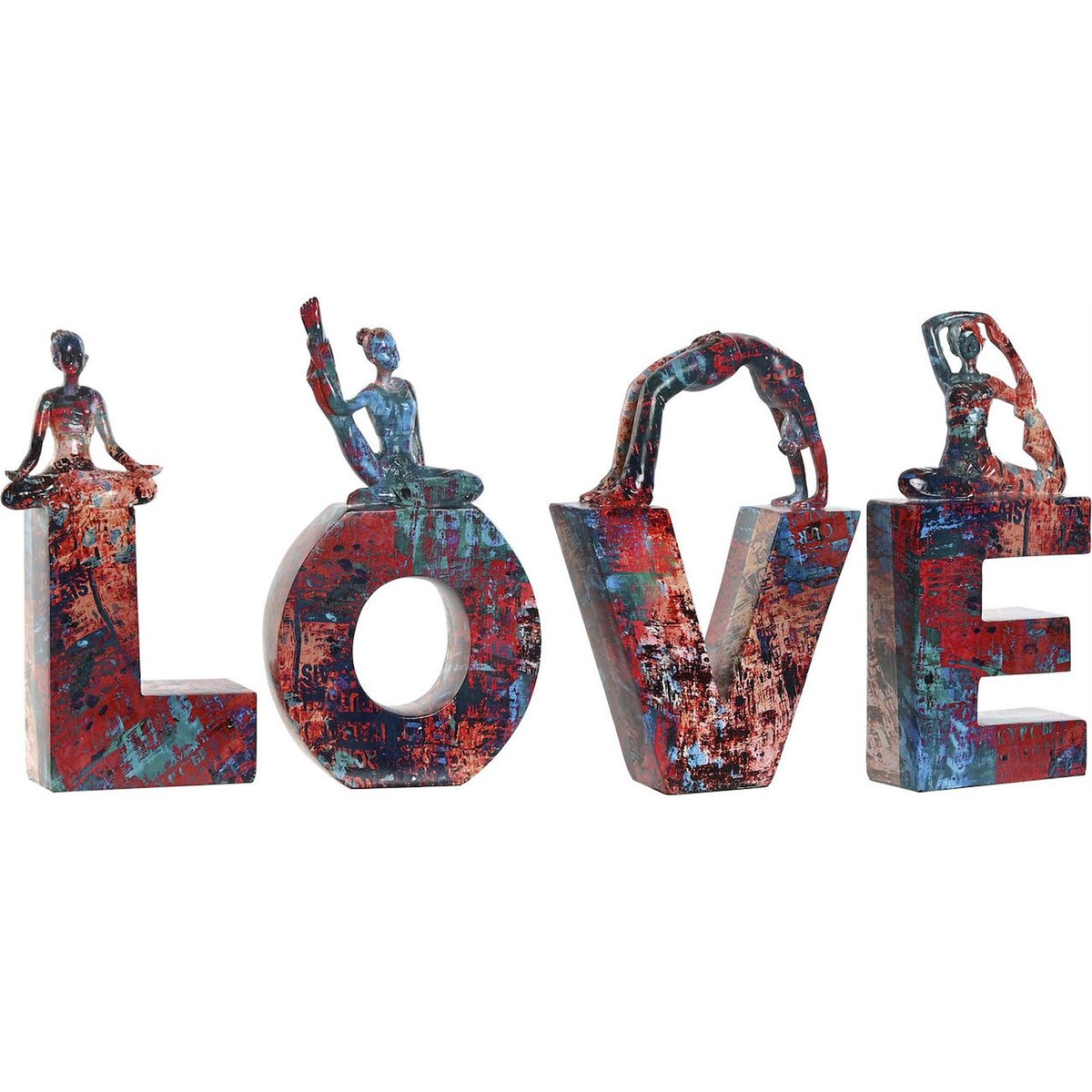 Statuette décorative yoga, MODERNO multicolore effet artistique rouge bleu, RECOLLECTION
