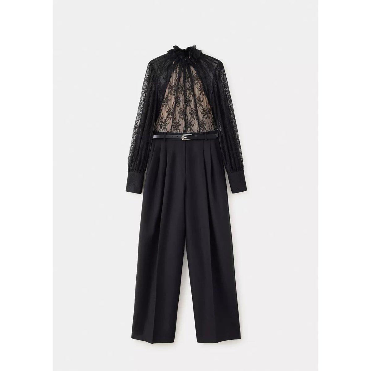 Combinaison bimatière avec dentelle noir, MANGO