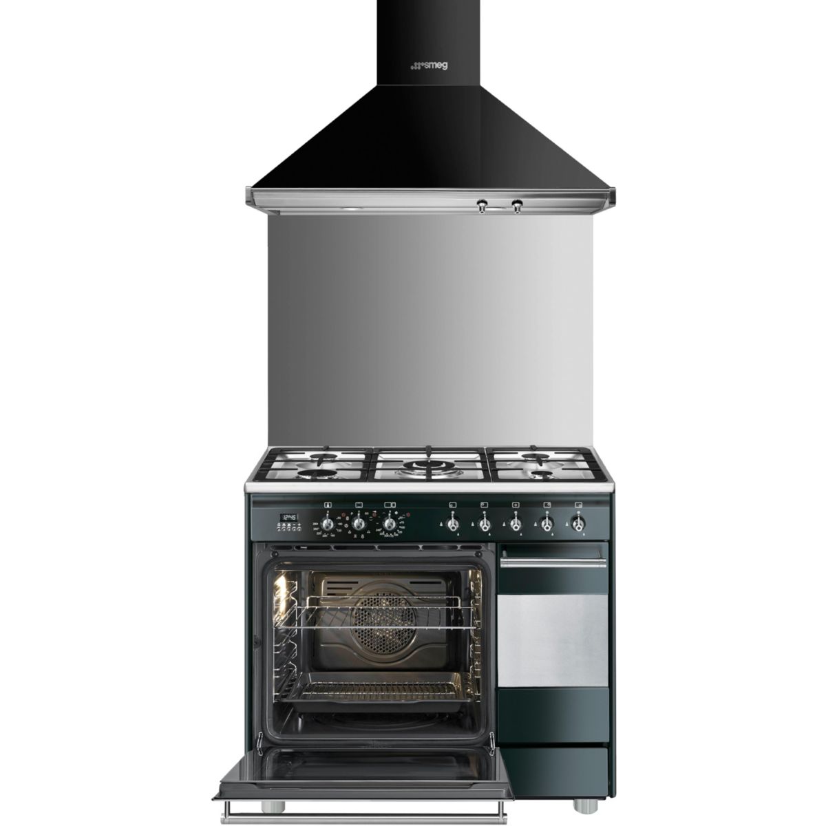 Piano de cuisson gaz 5 feux 90 cm SCB92M noir, SMEG
