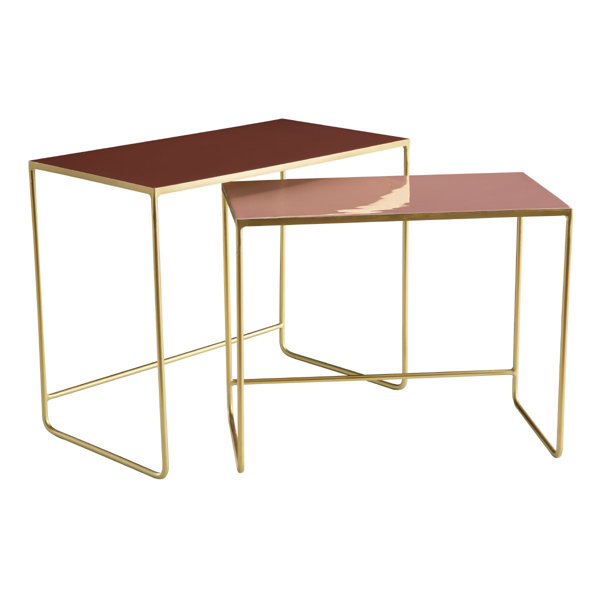 Tables basses gigognes rectangulaires design (lot de 2) WESS rose tendre, MILIBOO