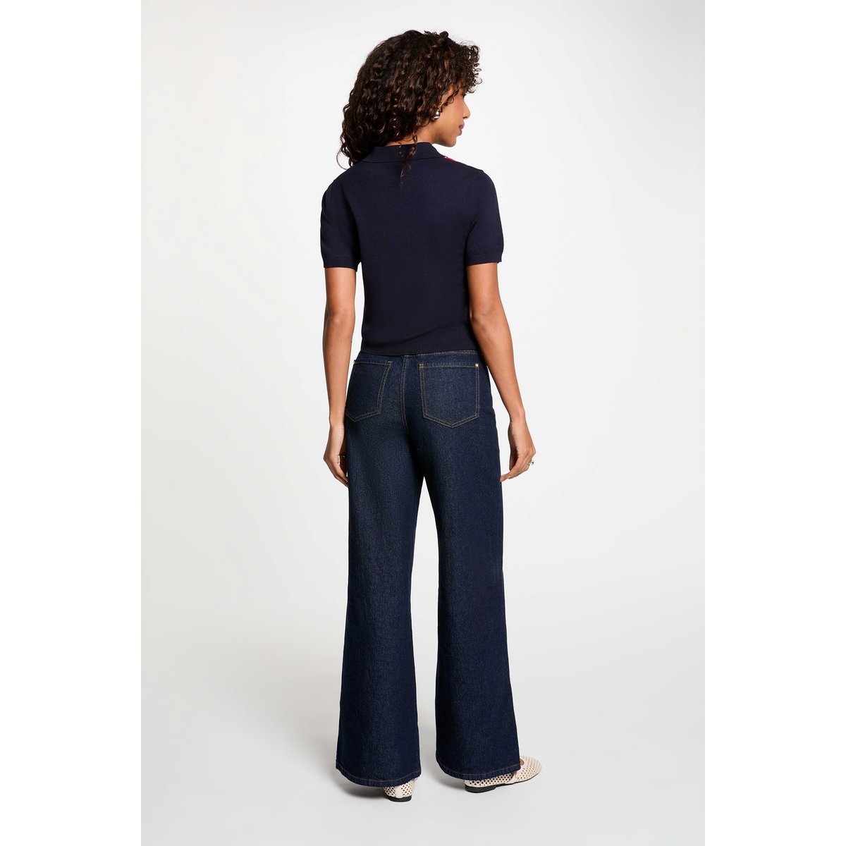 Pull col polo bleu marine, MORGAN