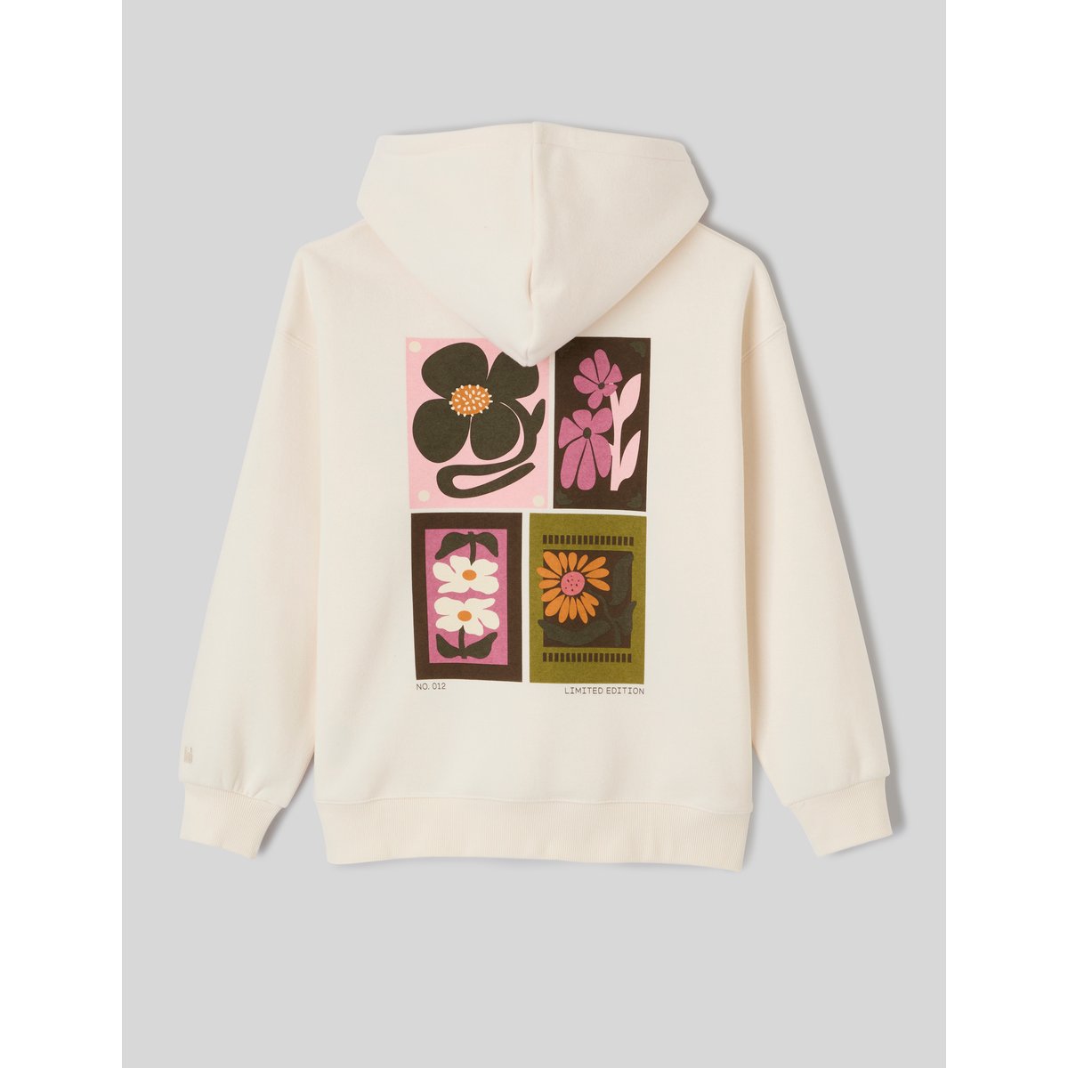 Sweat à capuche imprimé devant / dos ecru, BZB