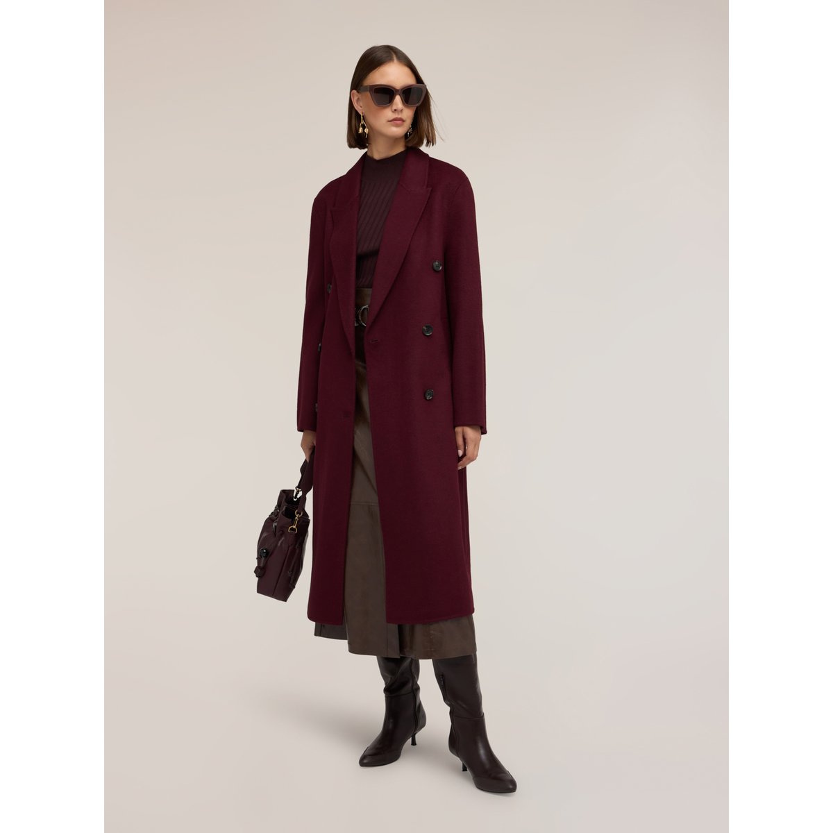 Manteau long croisé burgundy, MOTIVI