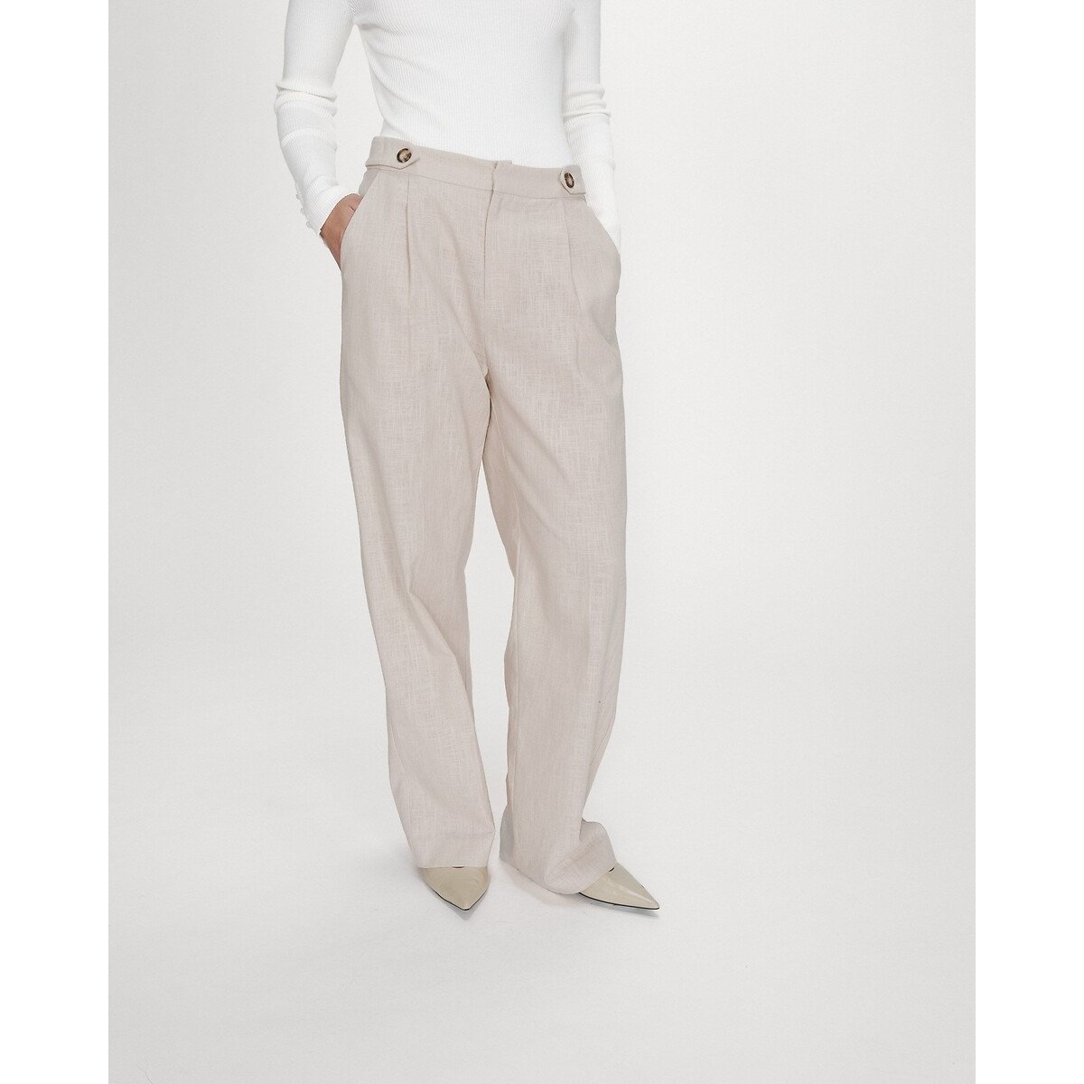 Gerade geschnittene Bundhose VANELIS beige, GRACE & MILA