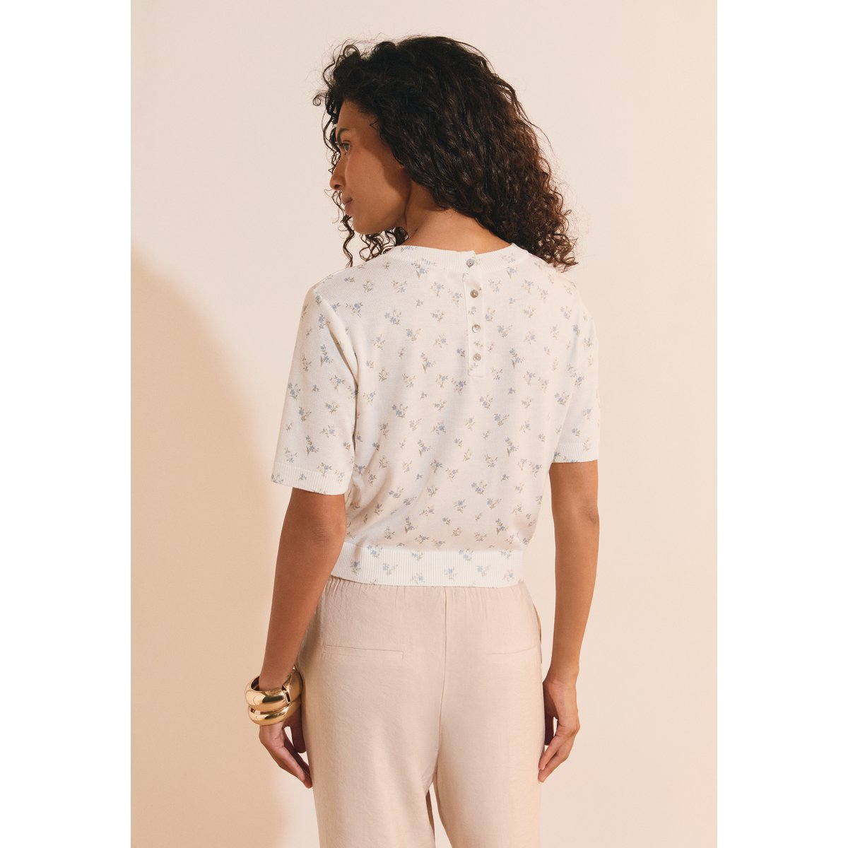 Pull manches courtes à motifs SAURIKA ecru, ETAM