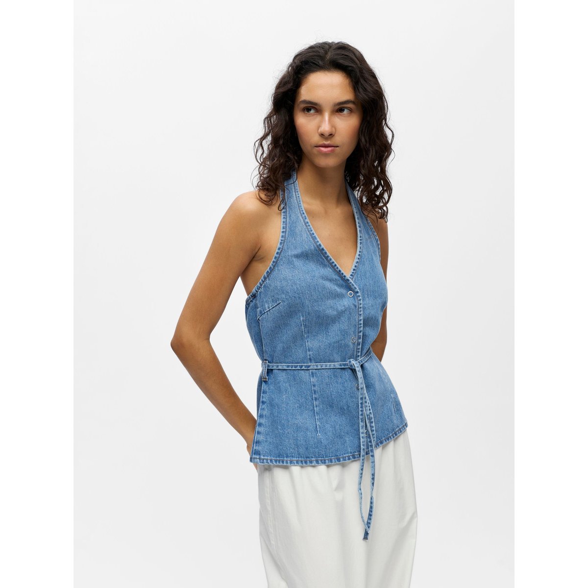 Top medium blue denim, OBJECT