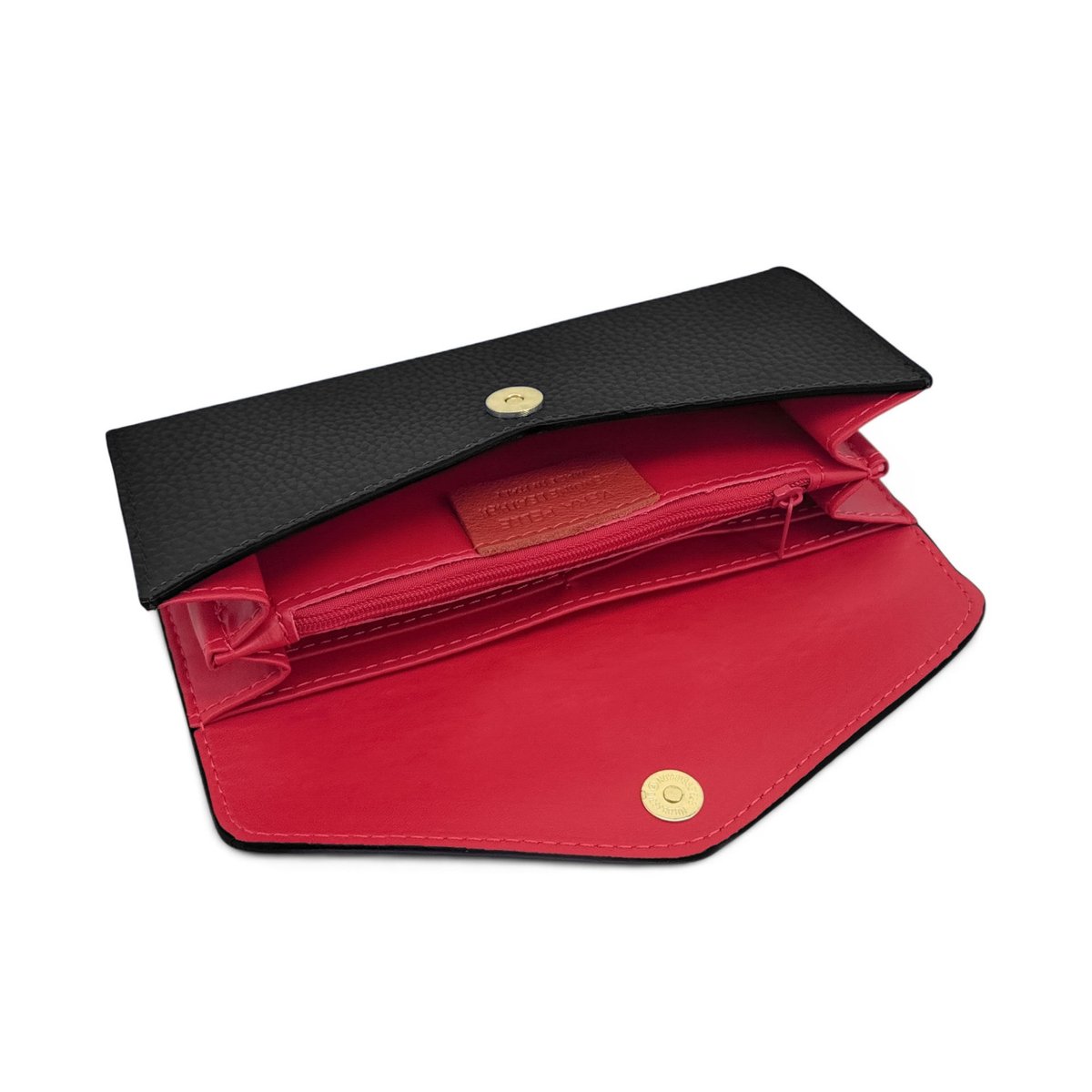 Pochette portefeuille en cuir grainé CLELIA noir, OH MY BAG