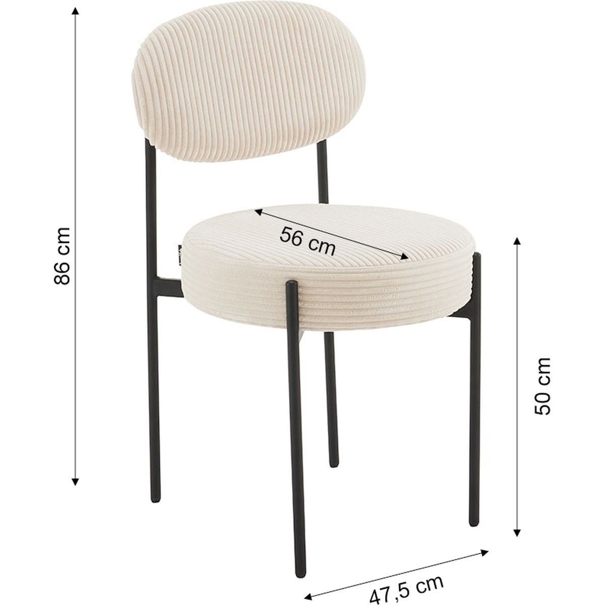 Lot de 2 chaises en velours côtelé - EVORA beige, HOMIFAB