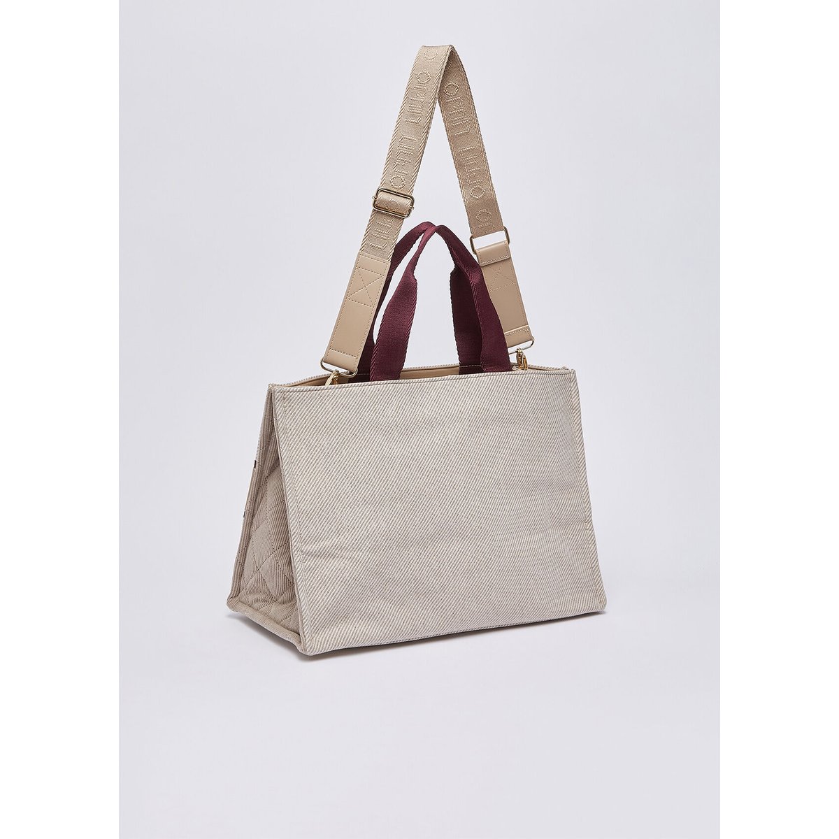 Grand sac cabas en tissu beige, LIU JO