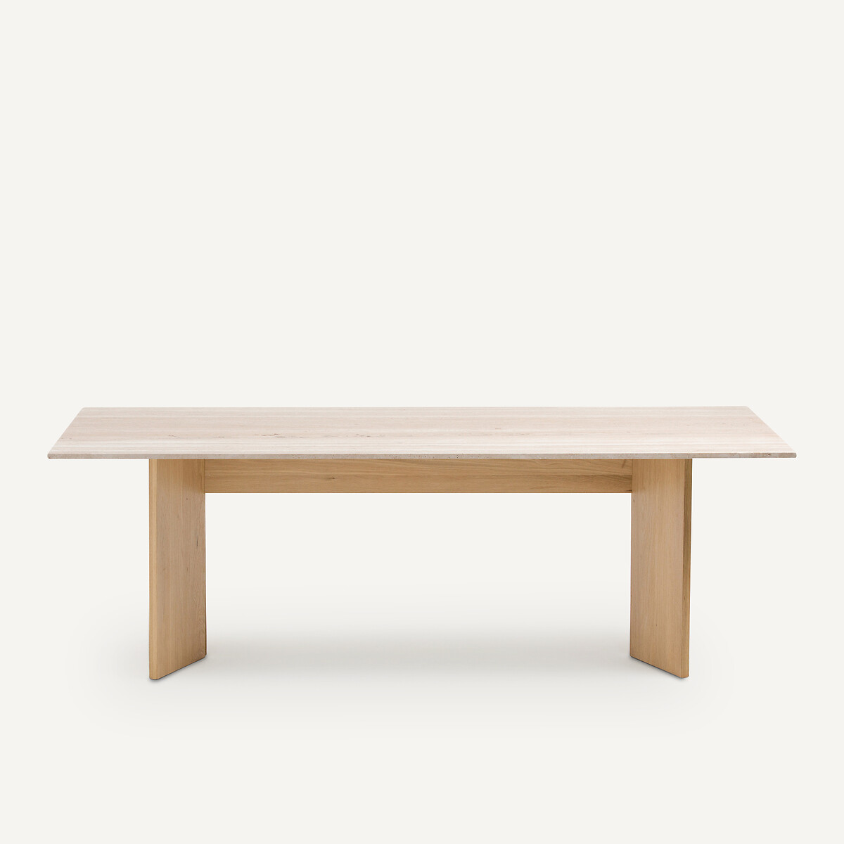 Tafel van travertijn en gebleekte massieve eik, Mindo travertijn, AM.PM