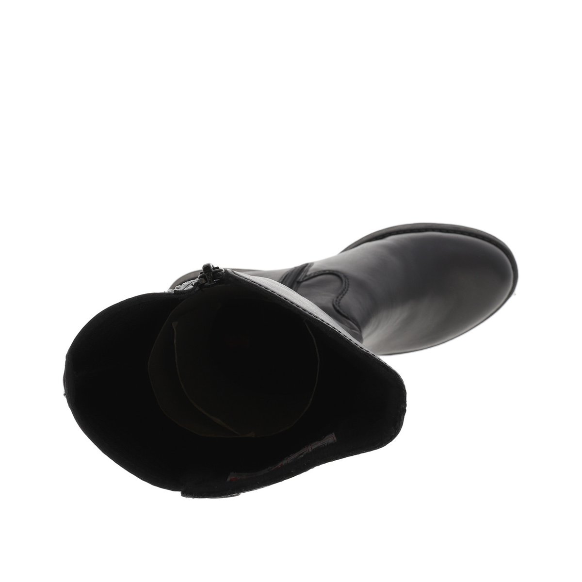 Bottes hautes en cuir brun à talon bloc moyen, doublure chaude et arrière tige stretch très confortable noir, RIEKER