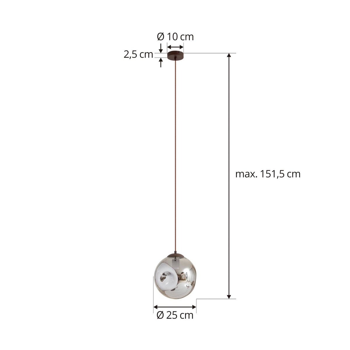 Suspension en verre design, Valentina gris fumé, café, LINDBY