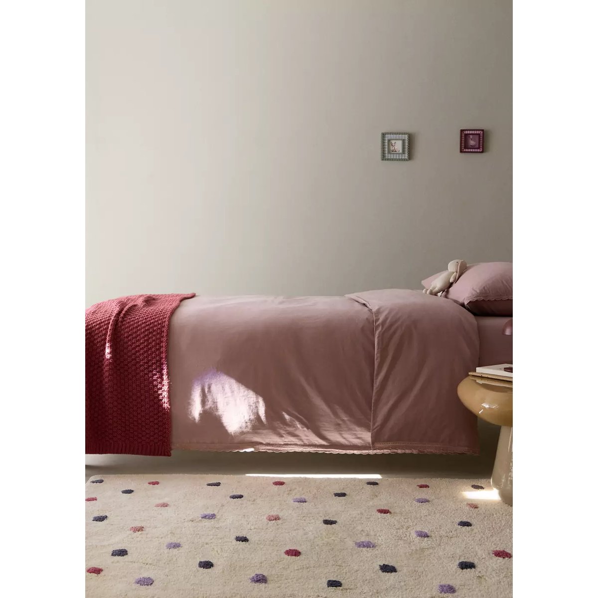 Housse de couette percale de coton lit 90 cm violet clair/pastel, MANGO HOME
