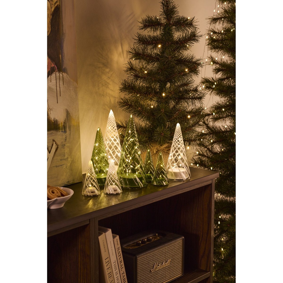 Sapin LED Vilma 11cm lot de 2 blanc, SIRIUS