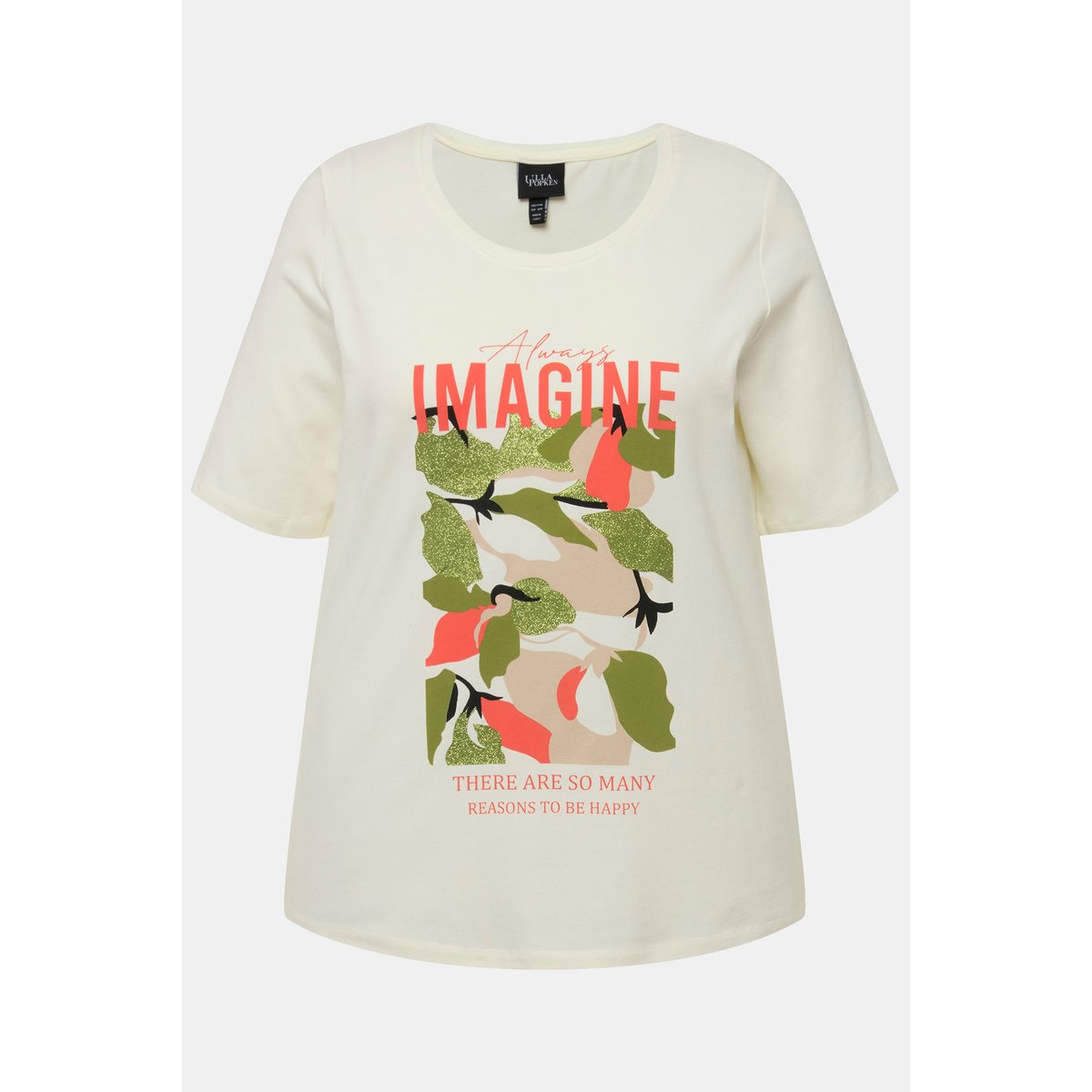 T-shirt à imprimé Imagine avec col rond et blanc crème, ULLA POPKEN