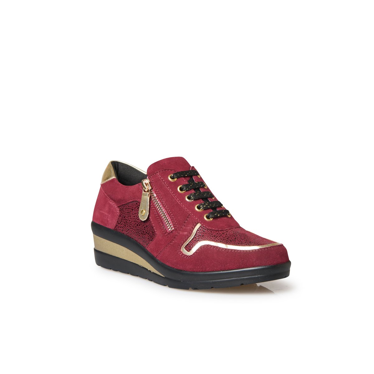 Derbies cuir détails métallisés bordeaux, PEDICONFORT