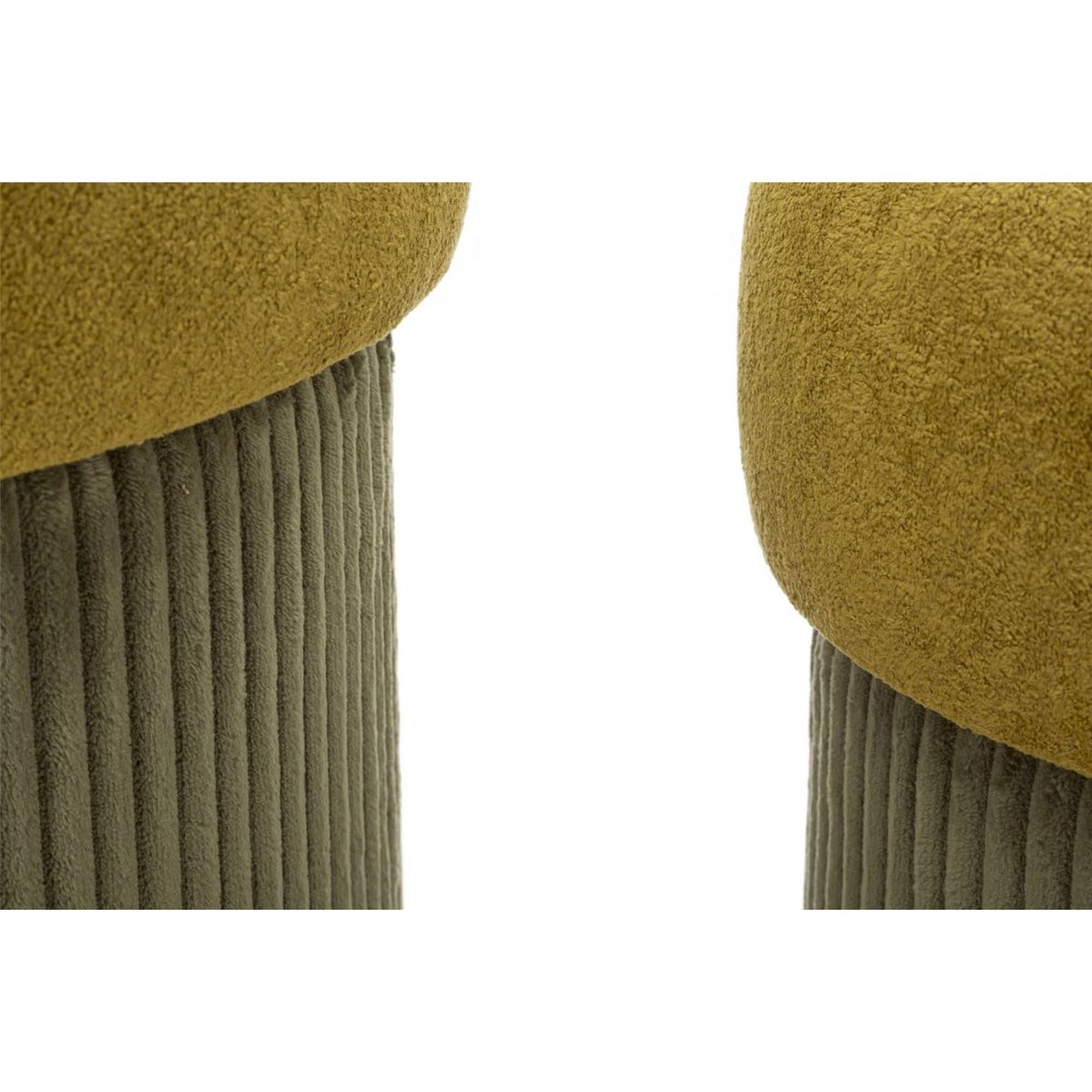 Lot de 2 poufs coffre ronds côtelés MODERN vert, RECOLLECTION