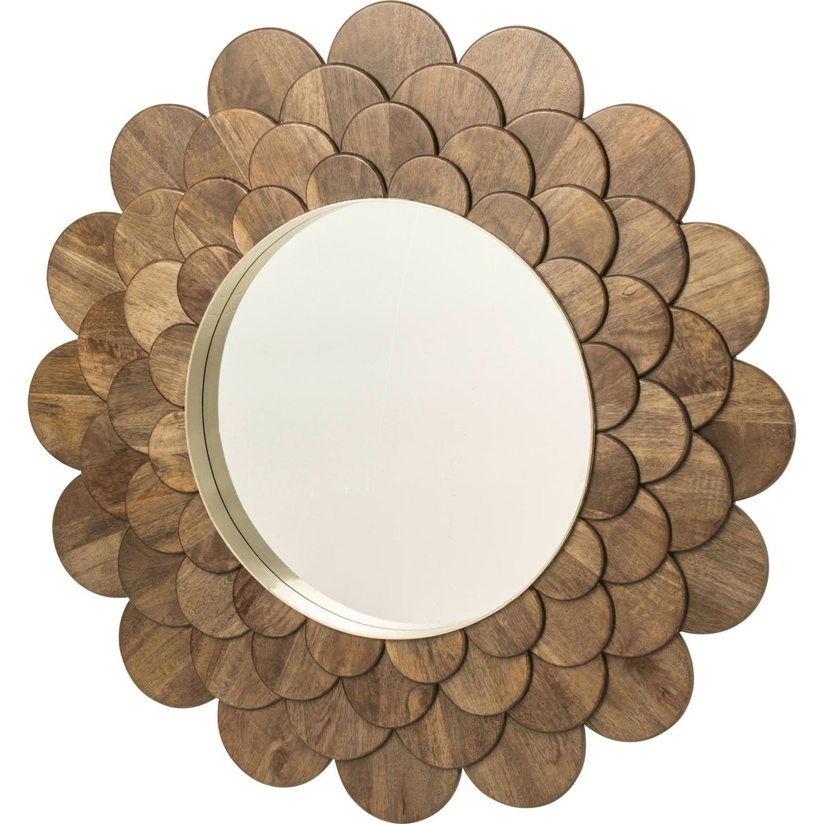 Miroir mural fleur en bois de manguier marron foncé, RECOLLECTION