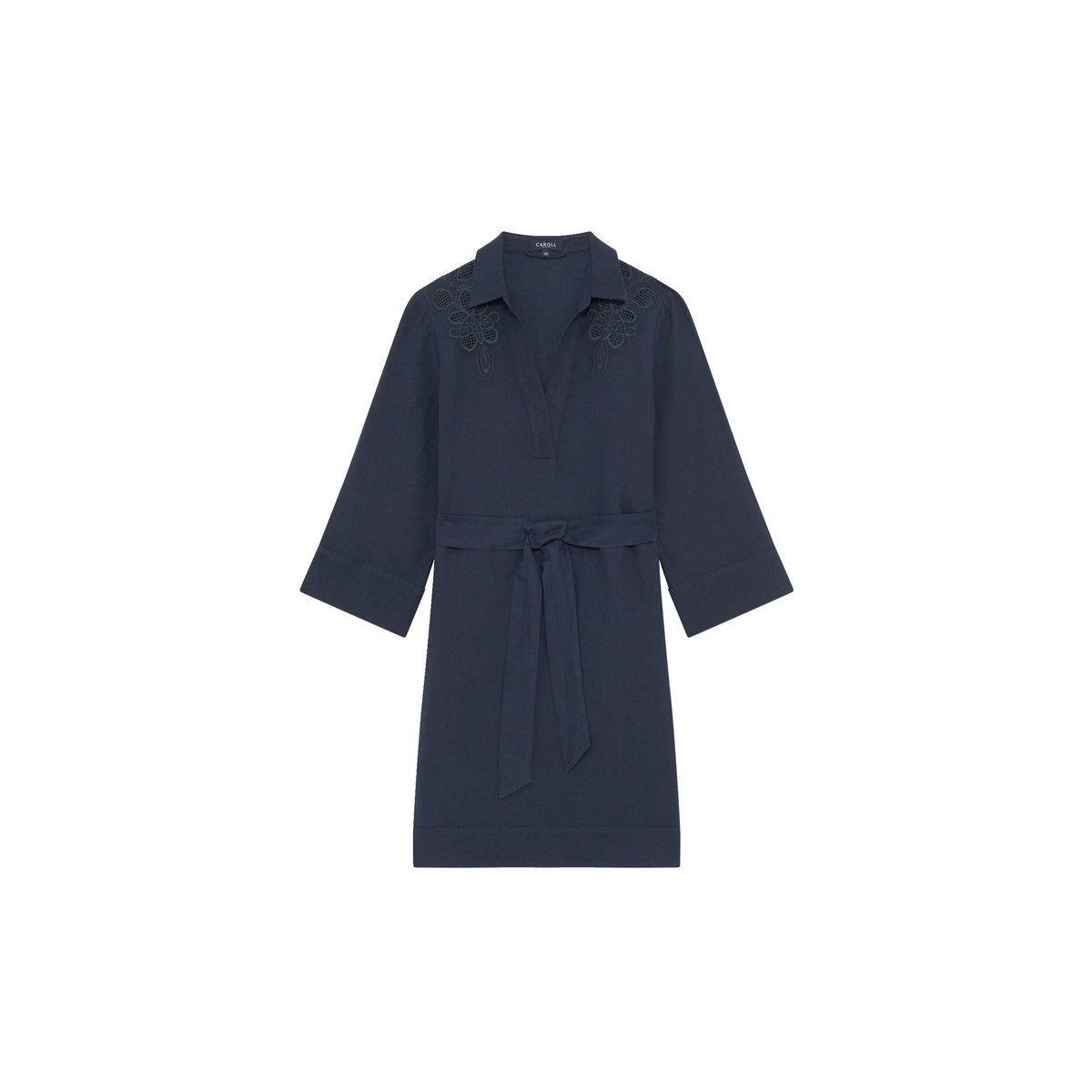 Robe courte en lin VANINA bleu marine, CAROLL