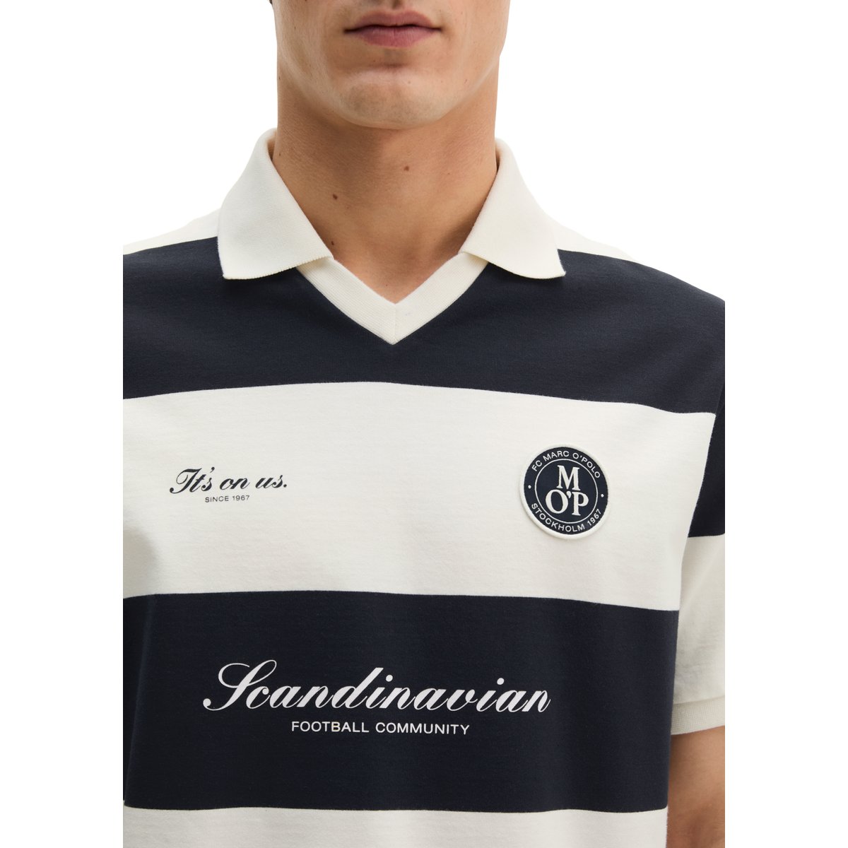 MOP Club '67 Football Tricot Polo, Maillot lourd en coton bio de qualité lourde bleu foncé, MARC O'POLO