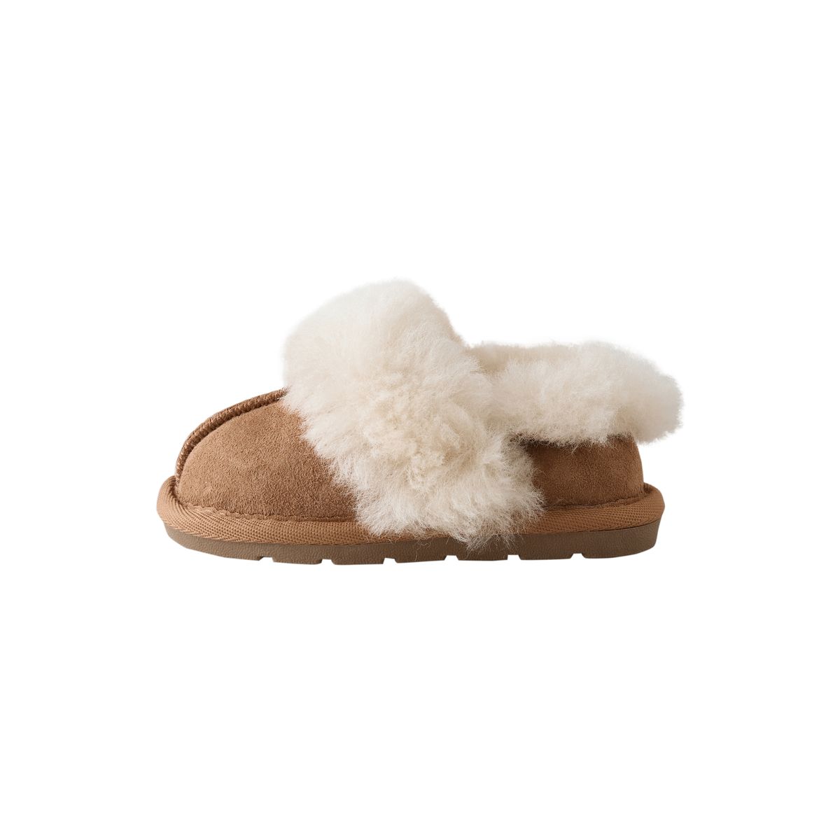 Chaussons en daim doublés de peau mouton marron fauve, NEXT