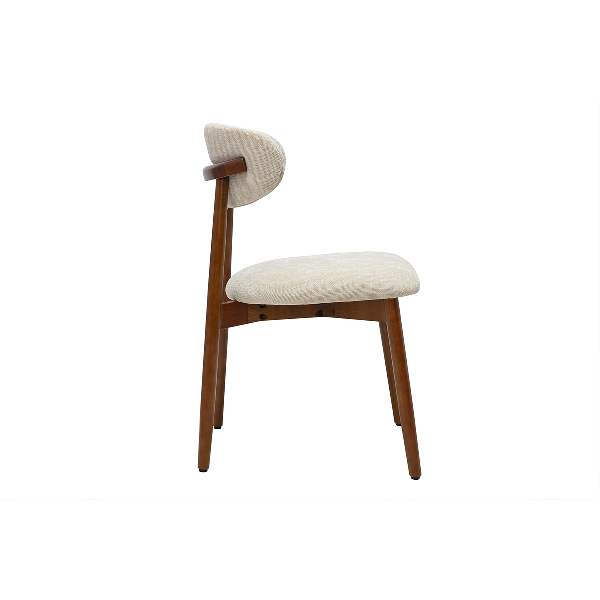 Chaises en tissu effet velours texturé beige et bois foncé noyer (lot de 2) SIAME beige, MILIBOO