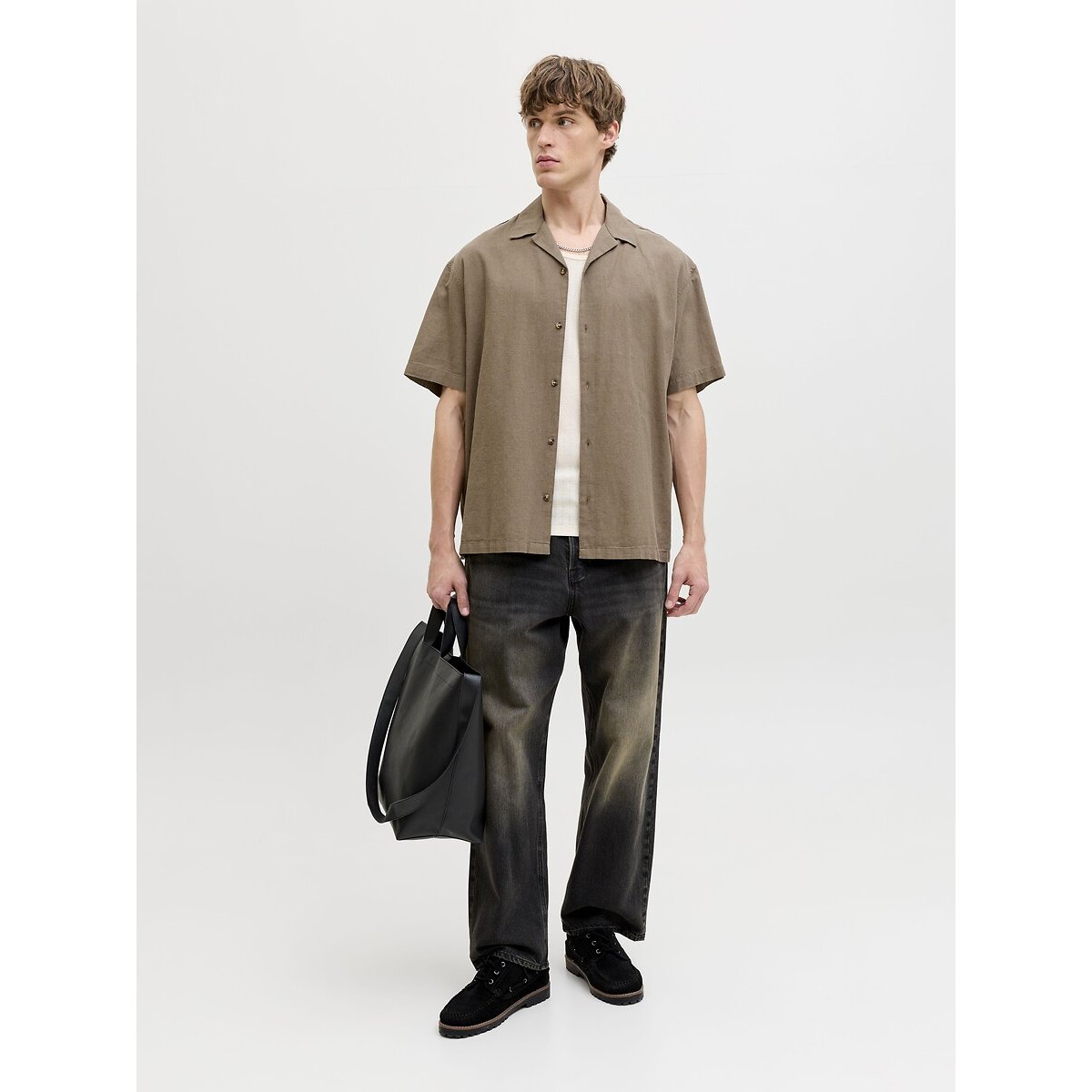Chemise loose manches courtes marron, JACK & JONES