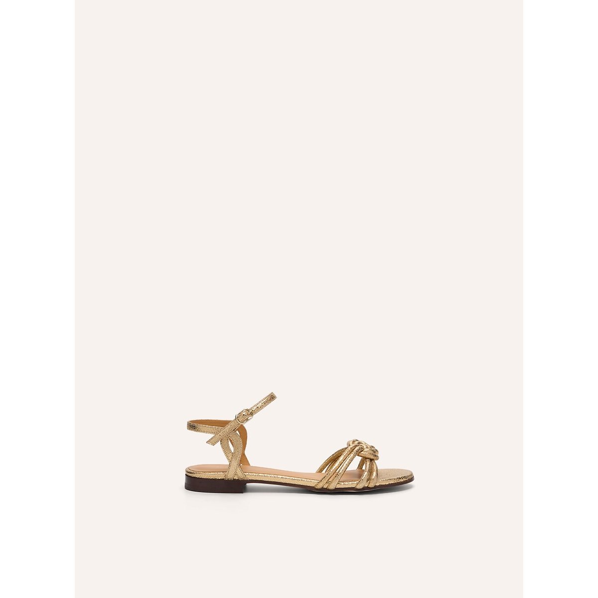 Flache Sandalen aus Leder n°112 goldfarben, RIVECOUR
