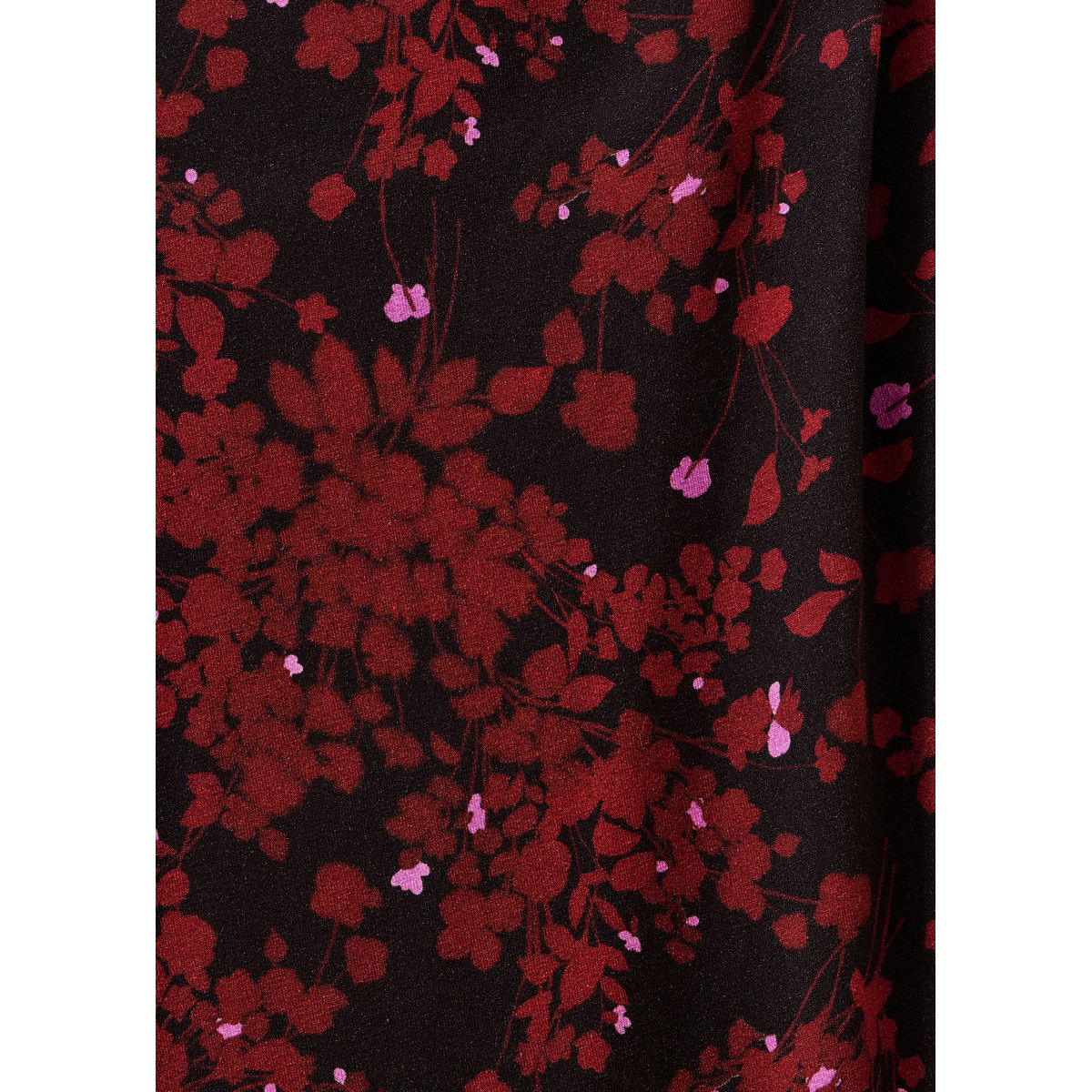 Robe midi fleurie ceinturée manches longues ganache, LA FEE MARABOUTEE