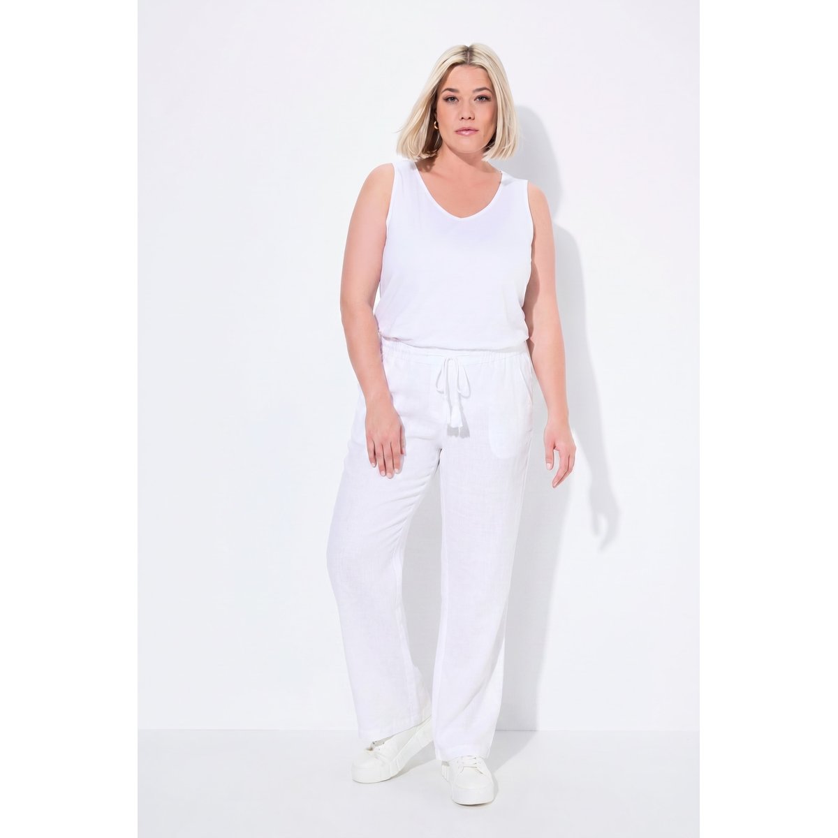 Pantalon en lin Mary, jambe droite, 2 poches blanc neige, ULLA POPKEN