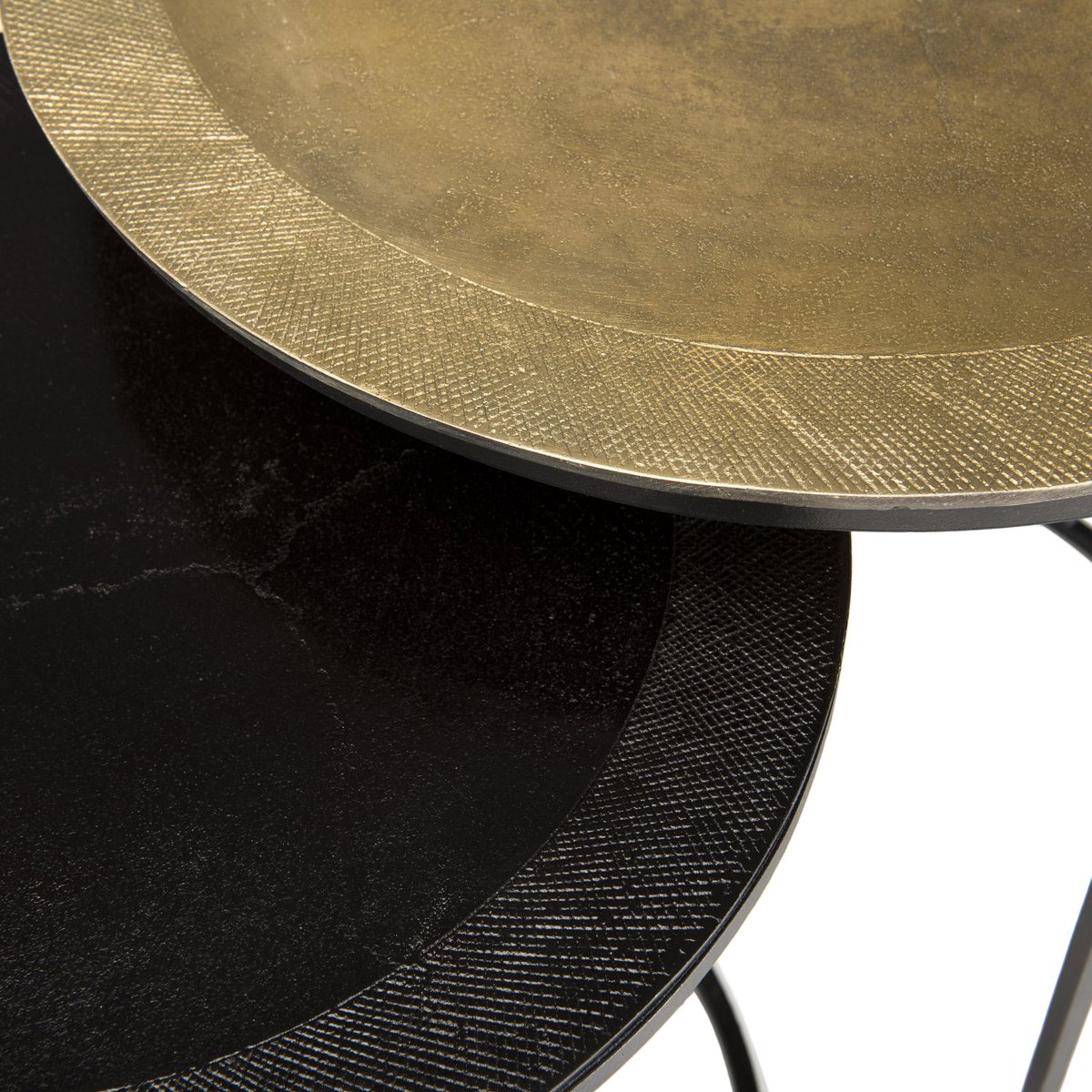 Tables d'appoint rondes gigogne design métal doré et noir (lot de 2) ZALA doré, PIER IMPORT