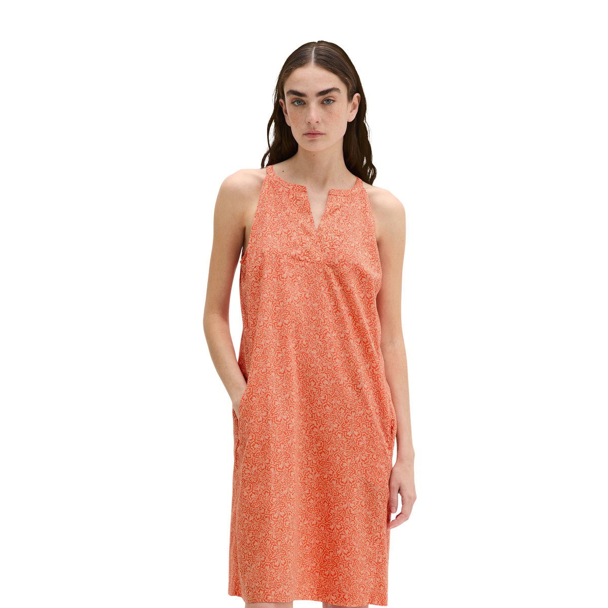 Robe d'été loose en voile de coton imprimé orange, MARC O'POLO