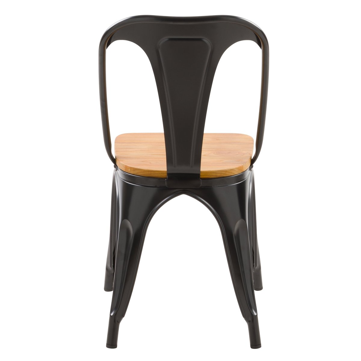 Lot de 2 chaises en métal d'orme - YOANNA noir et bois clair, MAISON PAVANE