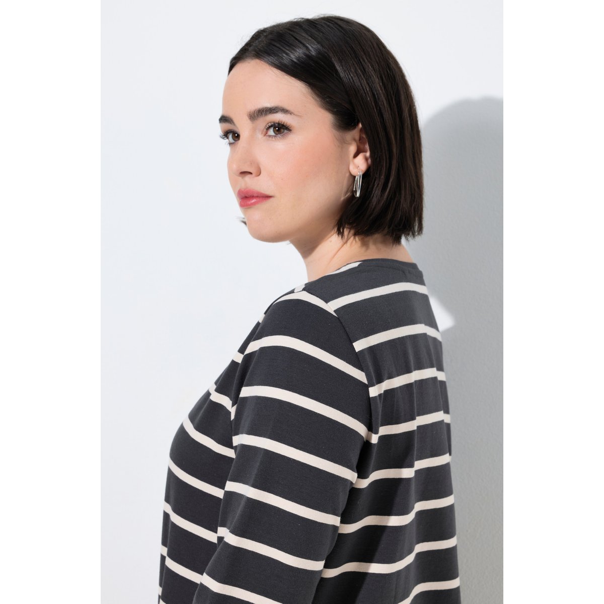 T-shirt rayé, coupe Classic Fit gris noir, ULLA POPKEN