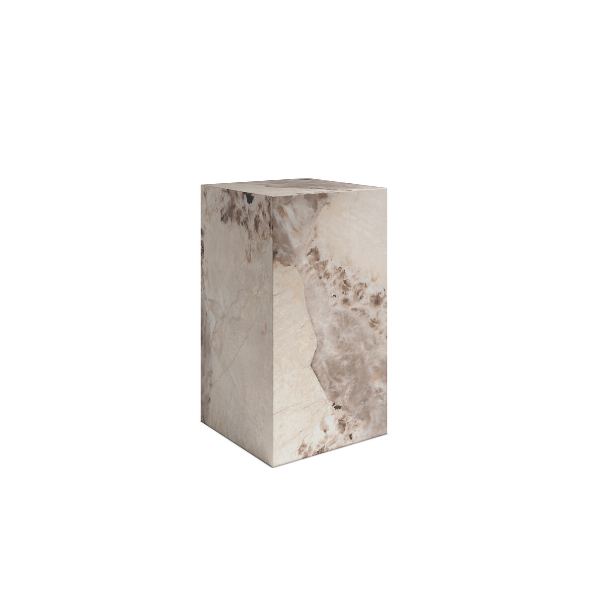 Serafina Pandora Tall Faux Marble Block Side Table marbled beige, ÉDITÉ