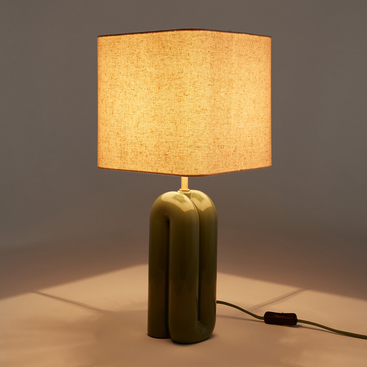 Lampe à poser céramique et lin, Malo sauge, LA REDOUTE INTERIEURS
