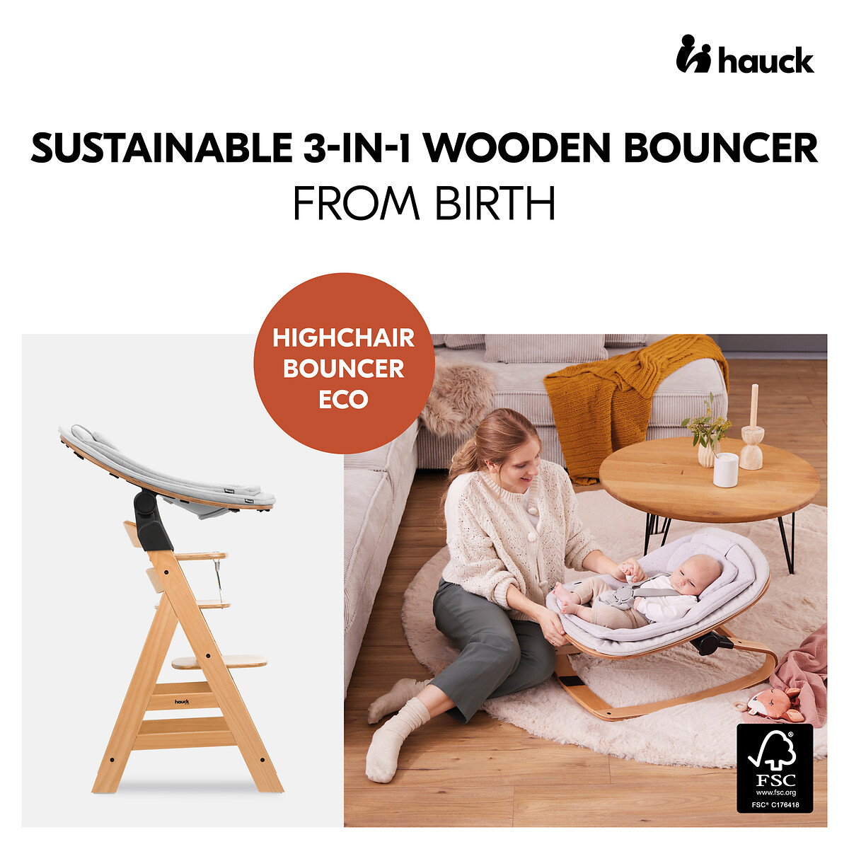 Highchair Bouncer Eco grey, HAUCK