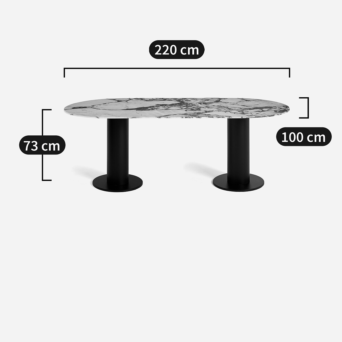 Plateau de table ovale en céramique L220 cm, Ovalo céramique marbre brique, AM.PM