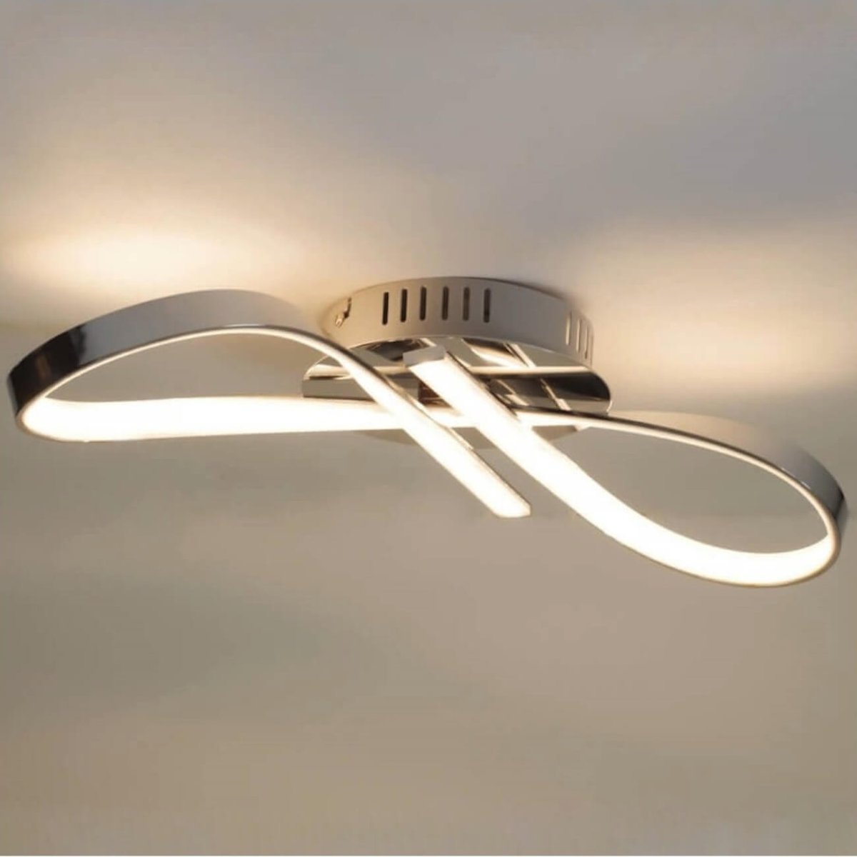 Plafonnier LED design ruban infini - ACHT argenté / chromé, KOSILUM