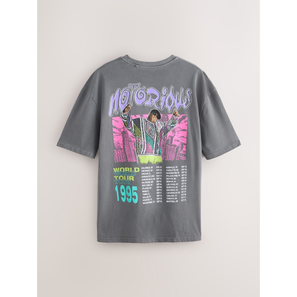 T-shirt à imprimé groupe de musique notorious b.i.g. noir délavé, NEXT