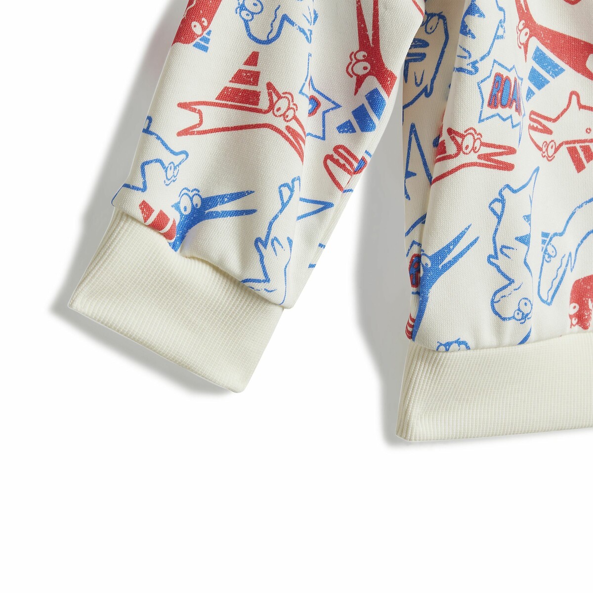 Baby's Unbrushed Fleece Tracksuit with Dinosaur Print ecru/blue, ADIDAS SPORTSWEAR