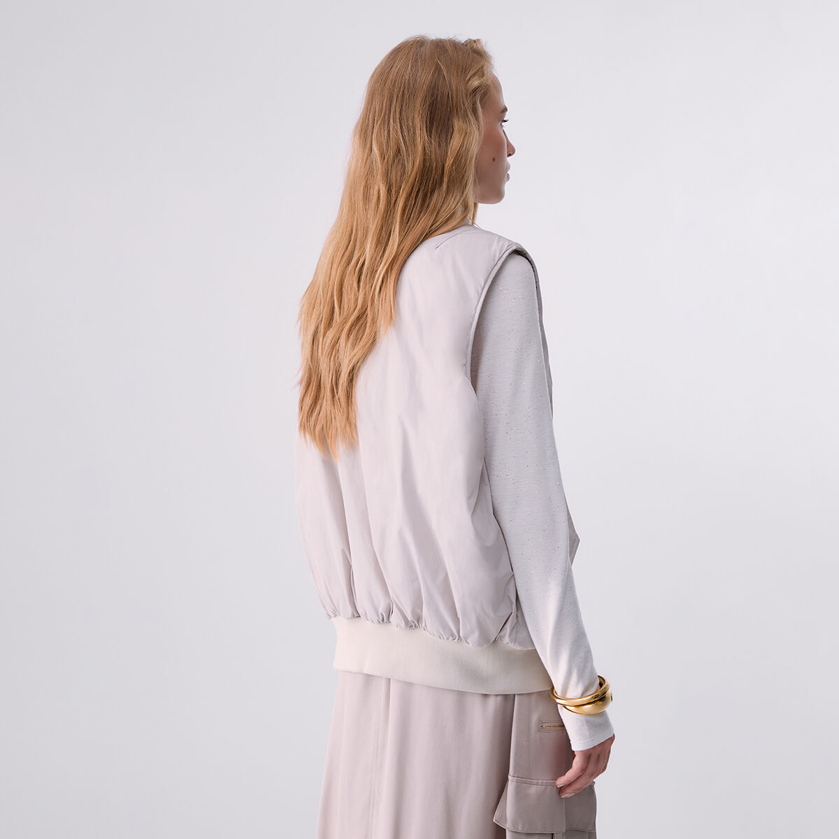 Gilet oversize en nylon brillant blanc, LIU JO