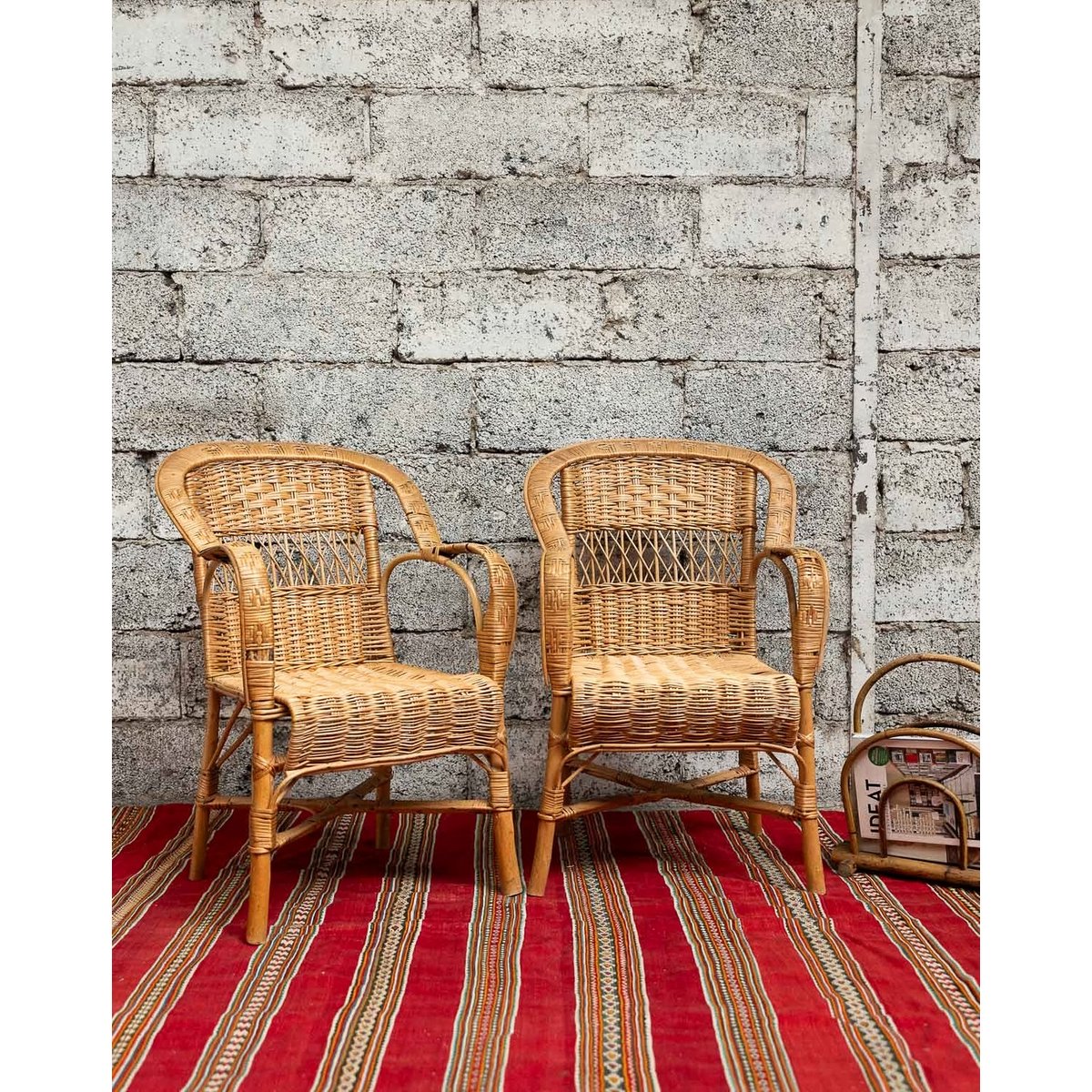Fauteuil en rotin Ernest N°1502 - Bon état beige, DEBONGOUT