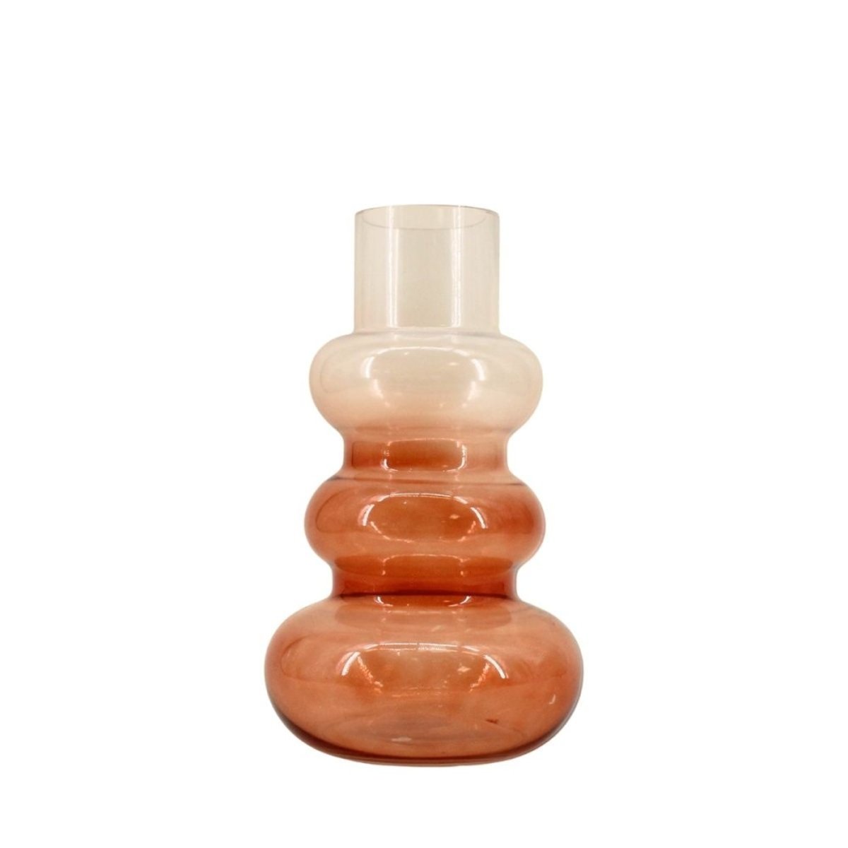 Vase design en verre, H30cm marron, ORNAMI