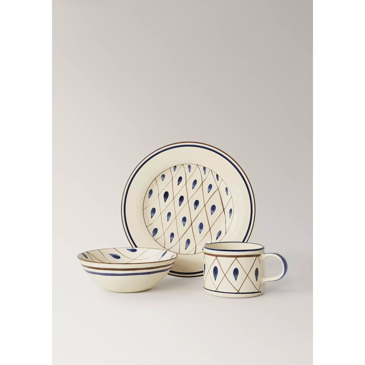 Tasse en grès dessin peint à la main bleu électrique, MANGO HOME