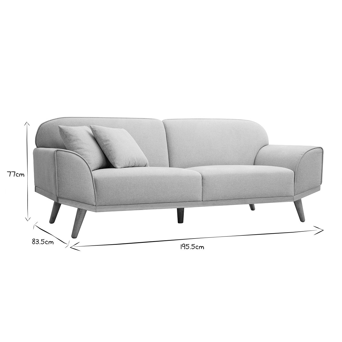 Canapé scandinave 3 places en tissu effet velours texturé beige et bois clair FREEMA beige, MILIBOO