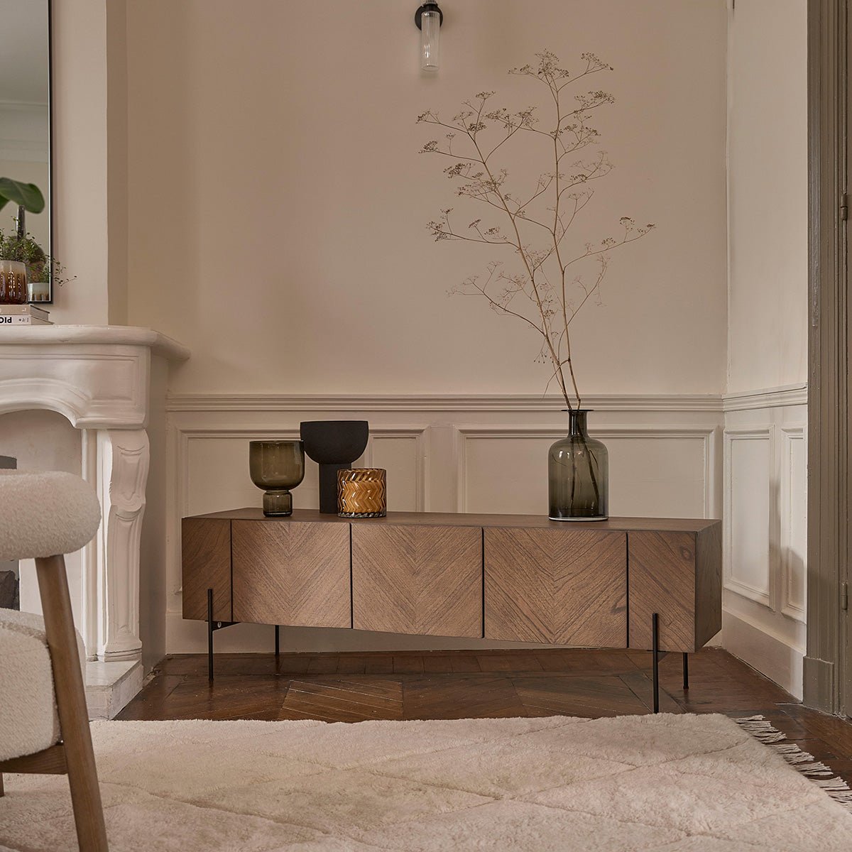 Meuble TV en bois massif 160 cm CALIX marron, BERAH GETAH
