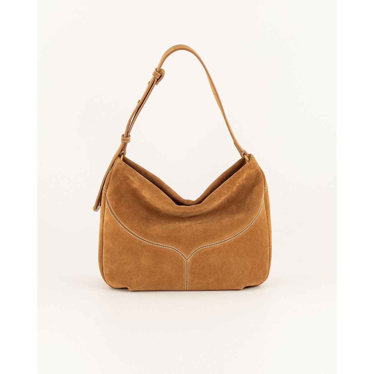 Sac bandoulière zippé en cuir suède, DIVILIO miel, SESSUN