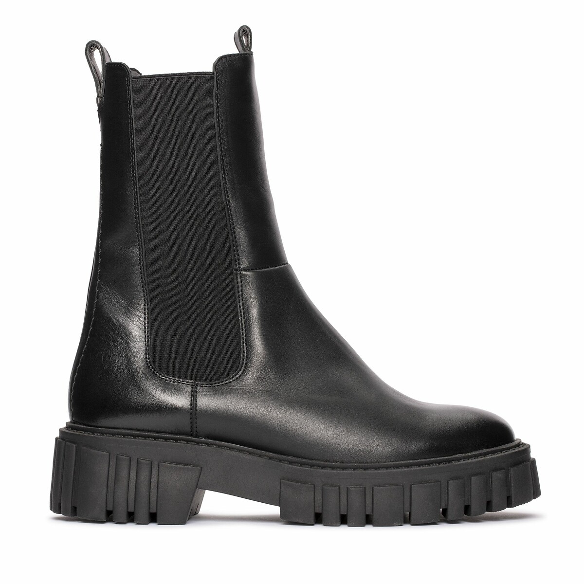 Bottines chelsea en cuir noir Sacha La Redoute