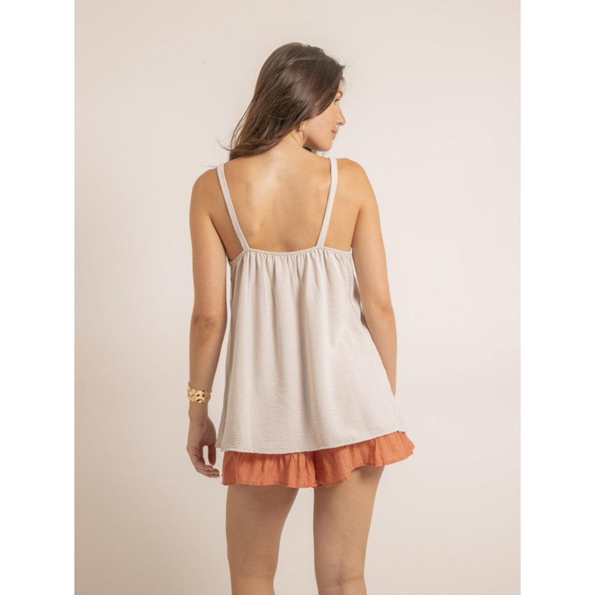 Top Bretelles Bijoux Felina beige, DONA LISA